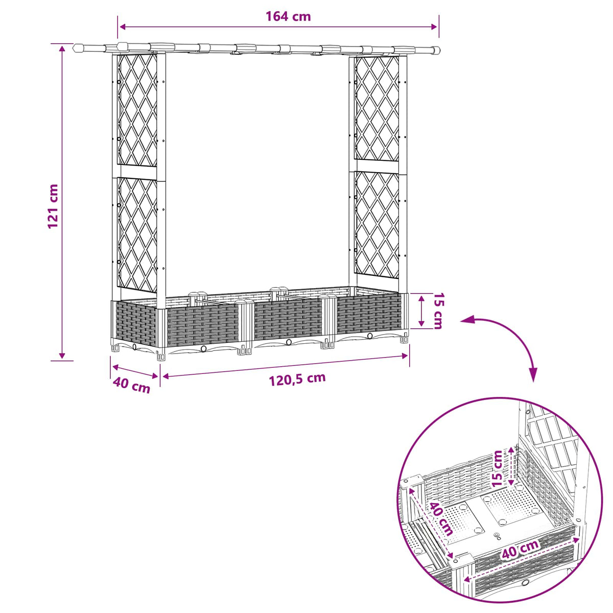 Povišeni krevet s mrežom i krovom Svjetlosiva 164 x 40 x 121 cm
