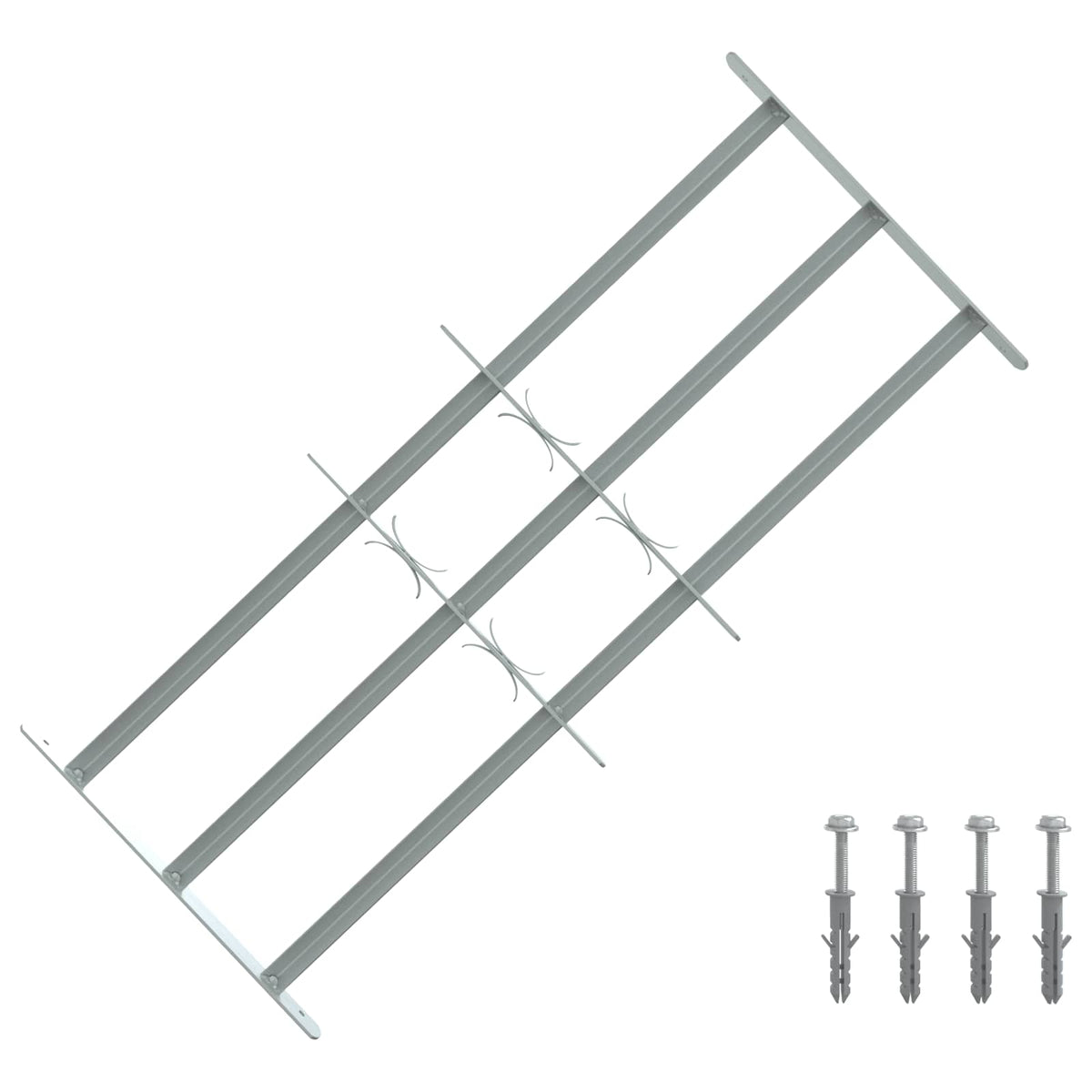 Sigurnosna rešetka za prozore s 3 poprečna okvira 3 kom. Srebrna 630-1140 mm