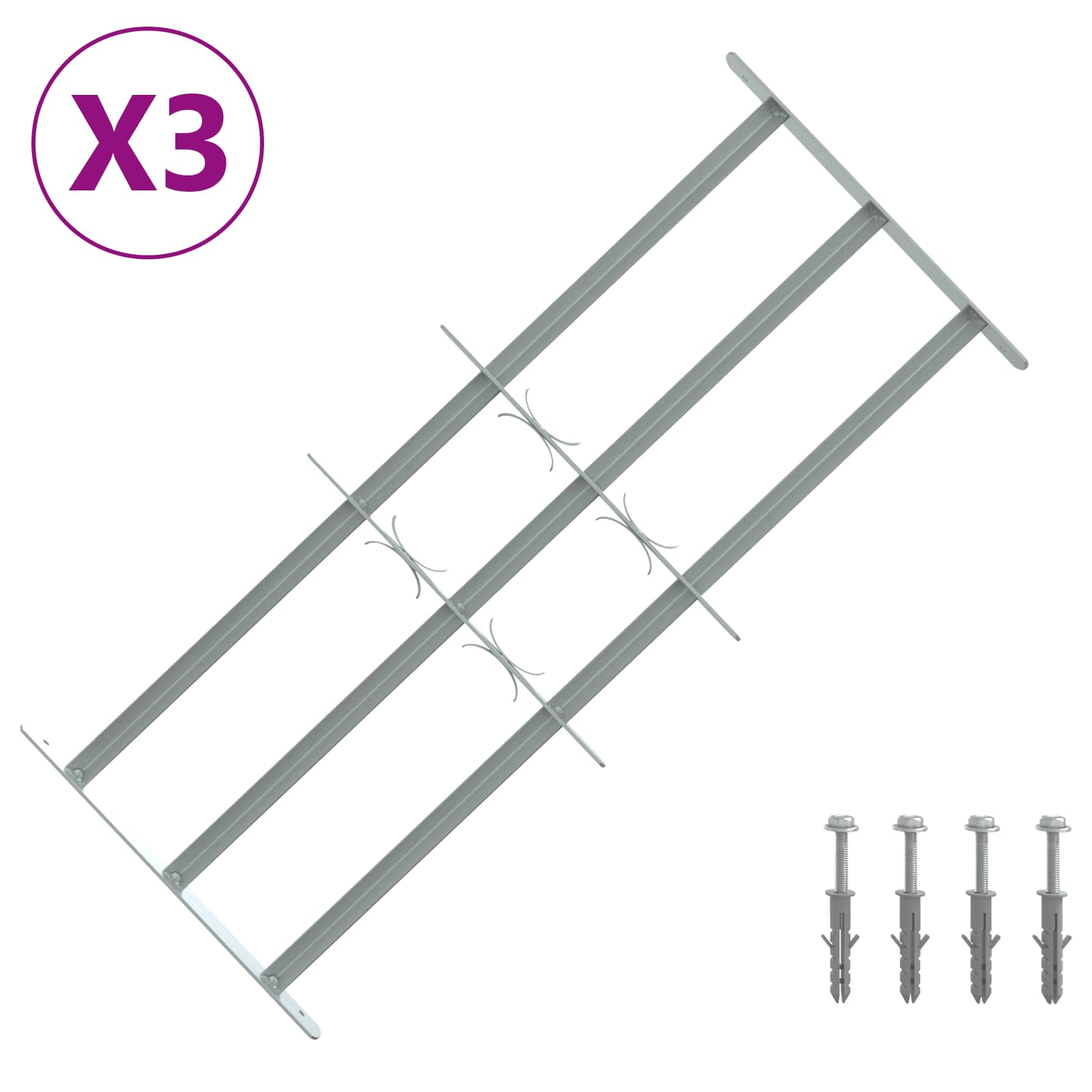 Sigurnosna rešetka za prozore s 3 poprečna okvira 3 pcs