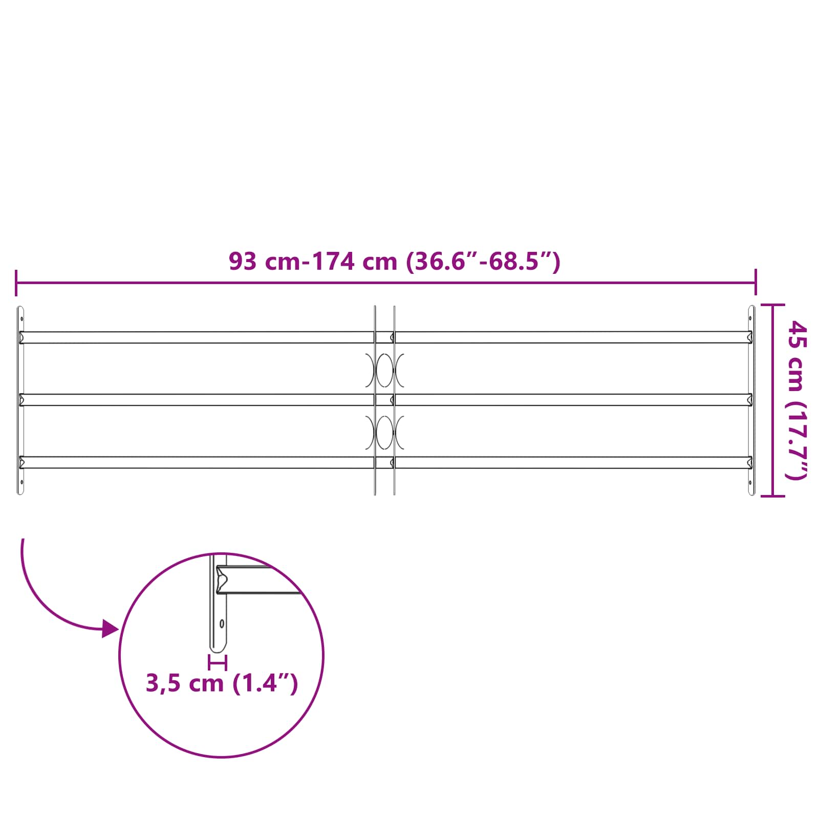 Sigurnosna rešetka za prozore s 3 poprečna okvira 3 pcs
