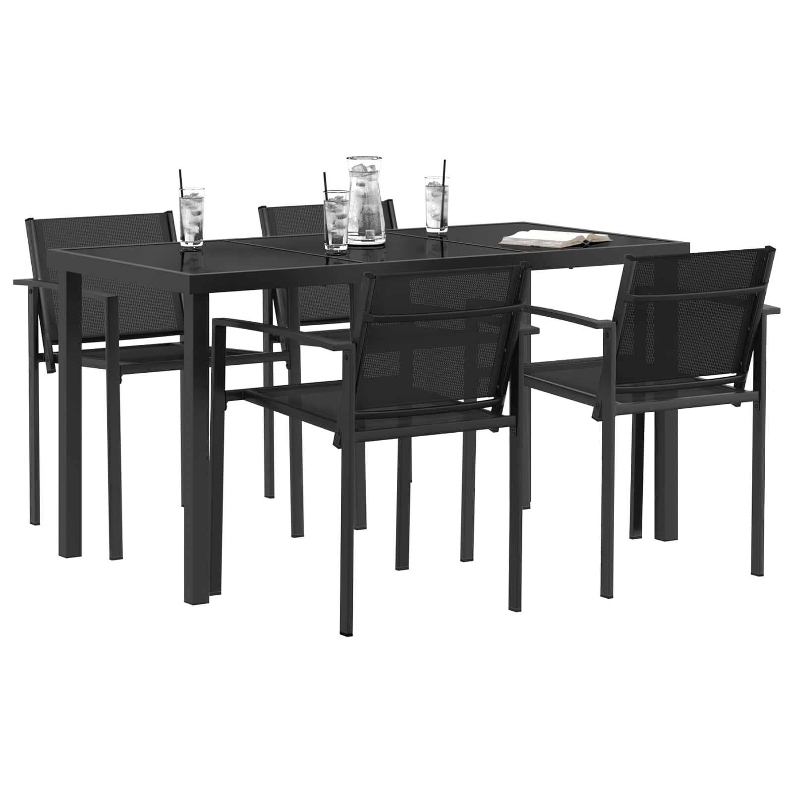 Set vanjskog namještaja 5 pcs Crna i antracit 140 x 70 x 73 cm