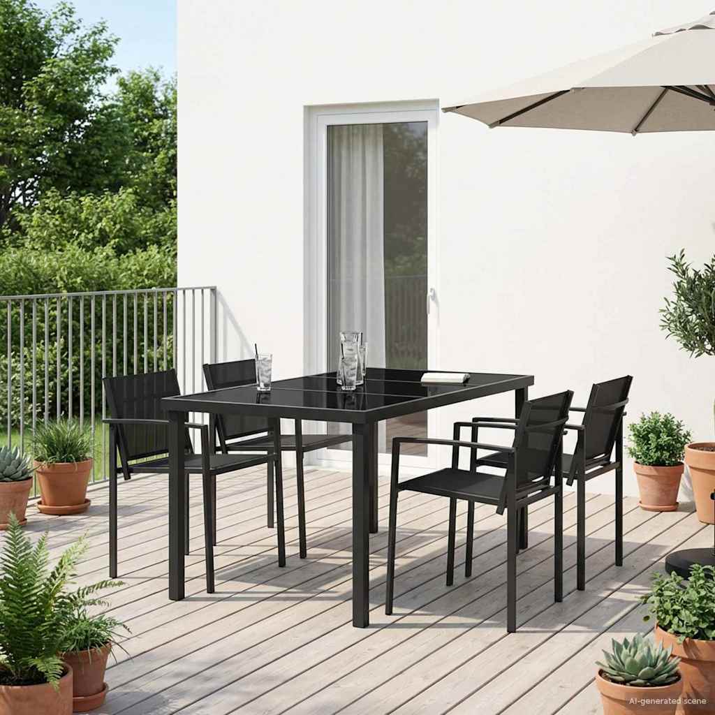 Set vanjskog namještaja 5 pcs Crna i antracit 160 x 80 x 73 cm