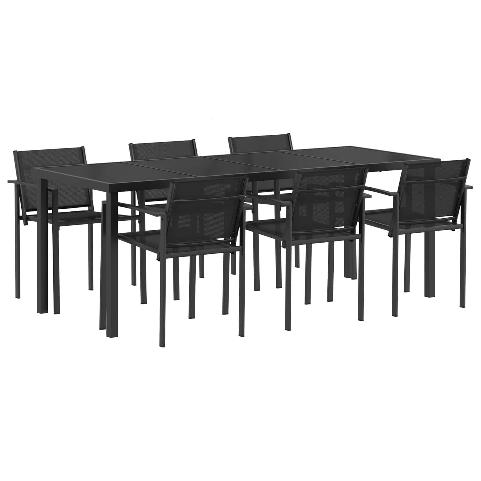 Set vanjskog namještaja 7 pcs Crna i antracit Tekstilen