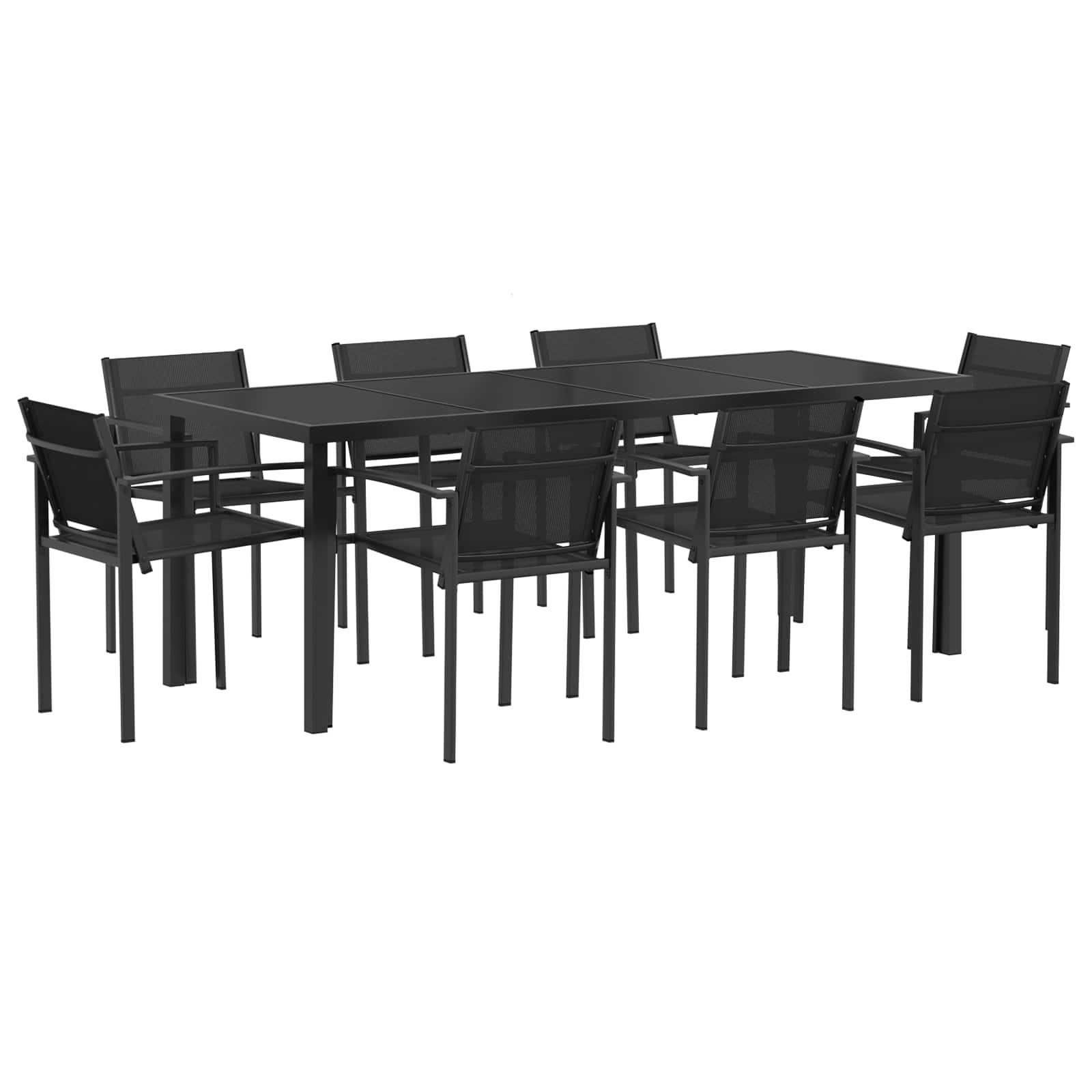 Set vanjskog namještaja 9 pcs Crna i antracit Tekstilen