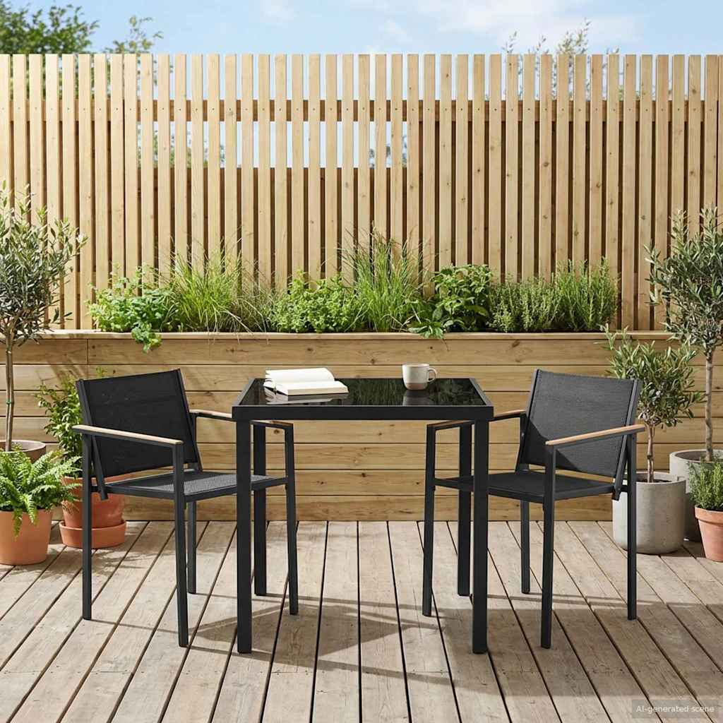 Set vanjskog namještaja 3 pcs Crna i antracit 80 x 80 x 73 cm