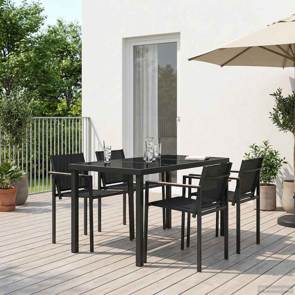 Set vanjskog namještaja 5 pcs Crna i antracit 140 x 70 x 73 cm