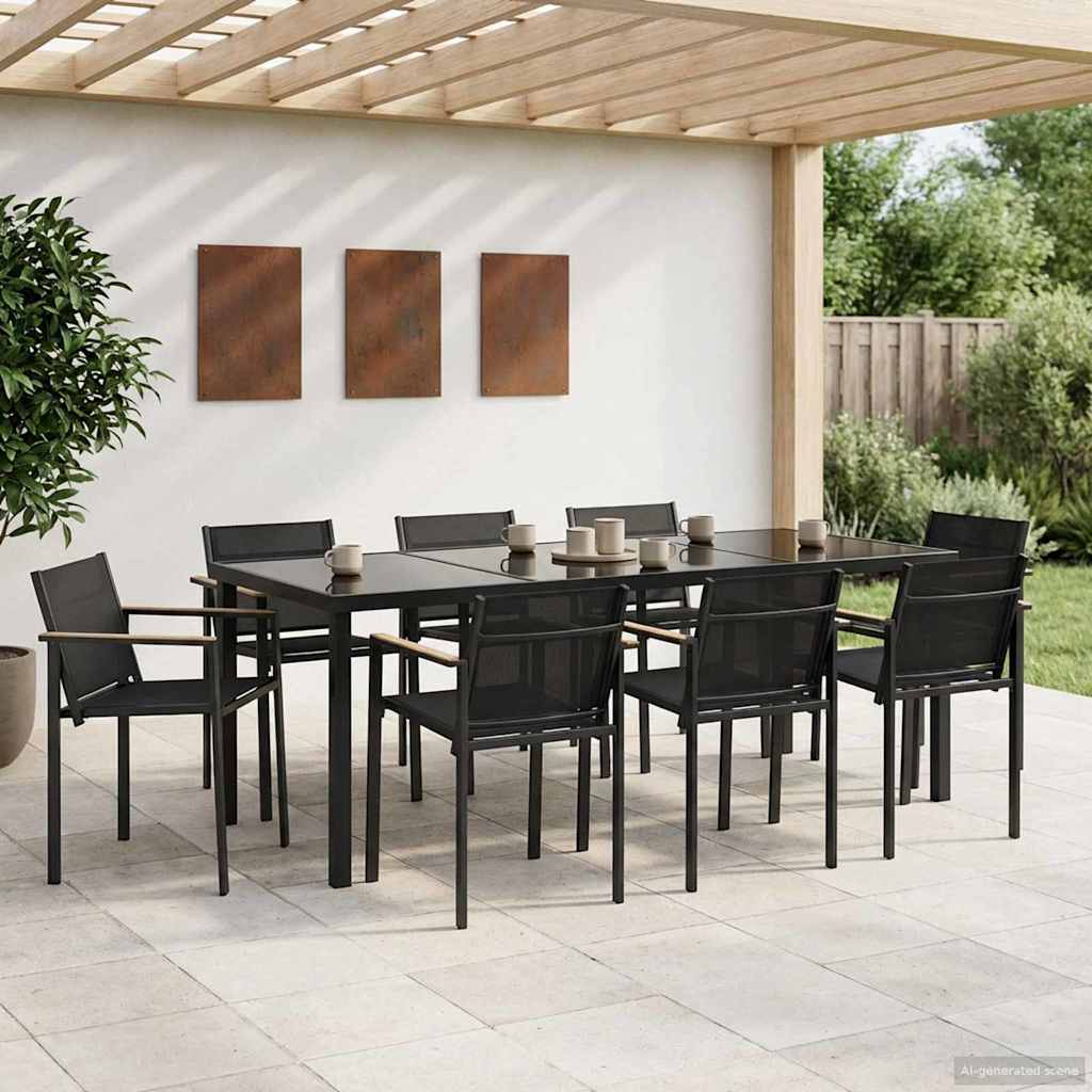 Set vanjskog namještaja 7 pcs Crna i antracit Tekstilen