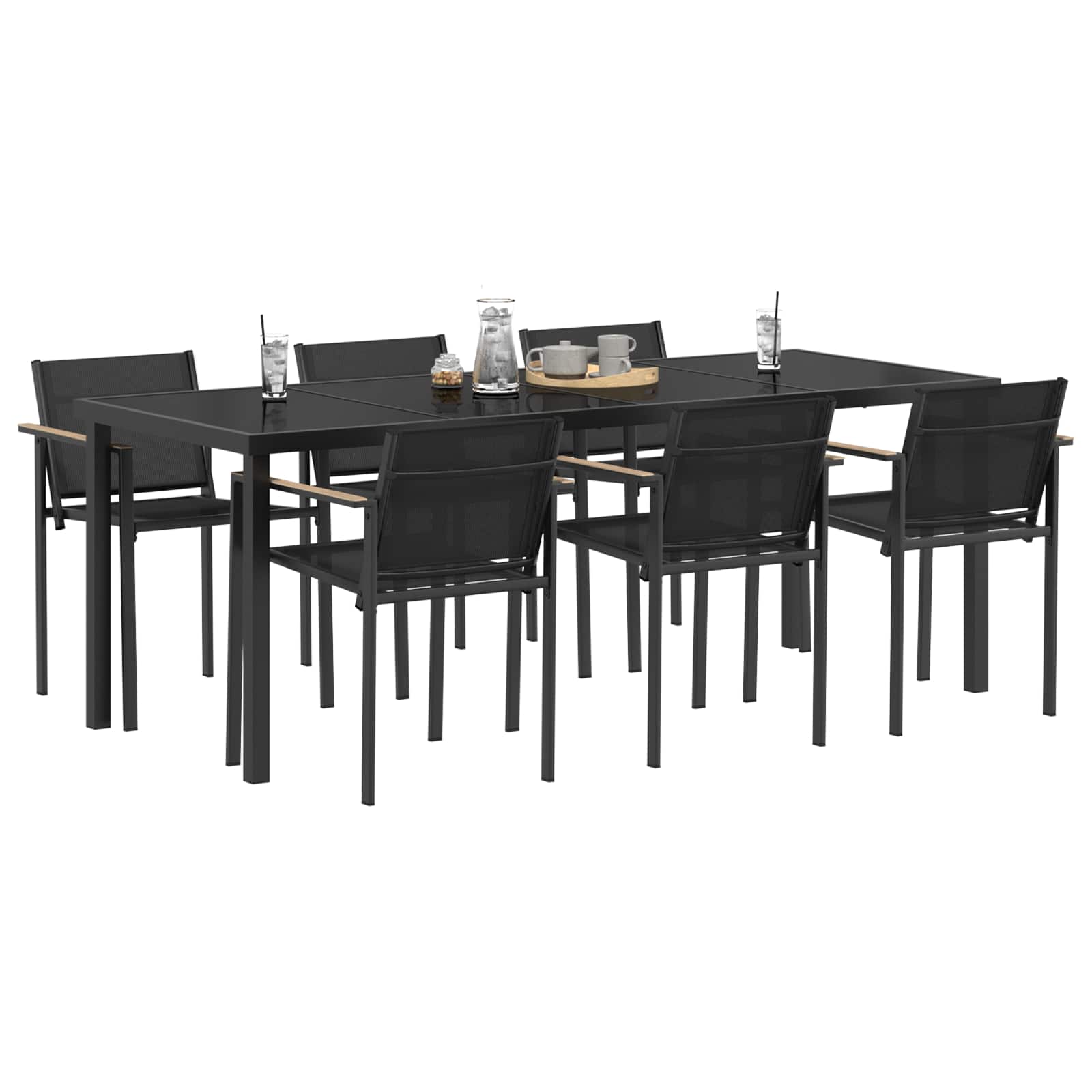 Set vanjskog namještaja 7 pcs Crna i antracit Tekstilen