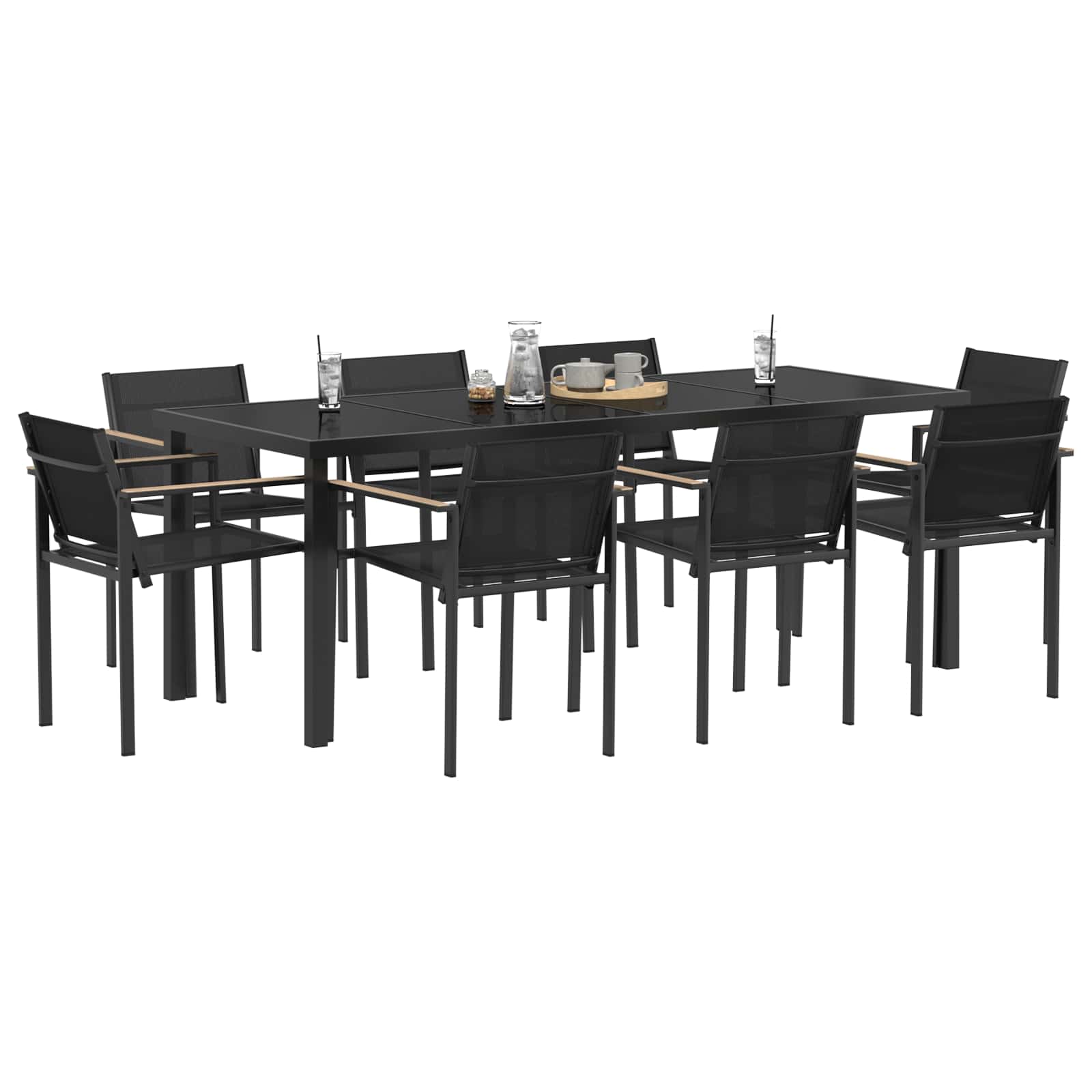 Set vanjskog namještaja 9 pcs Crna i antracit Tekstilen