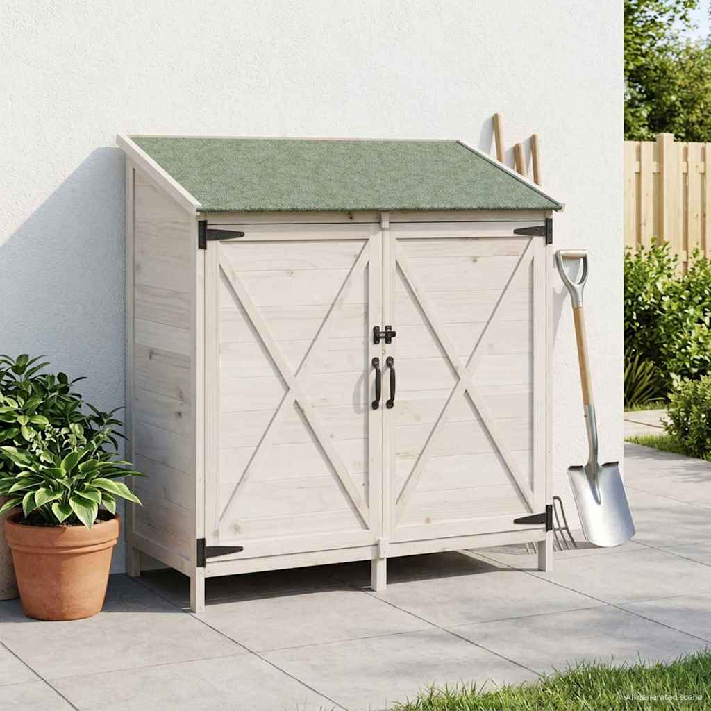 Vrtna Šupa s krovom Bijela 106 x 56 x 113,5 cm Čvrsto drvo jele