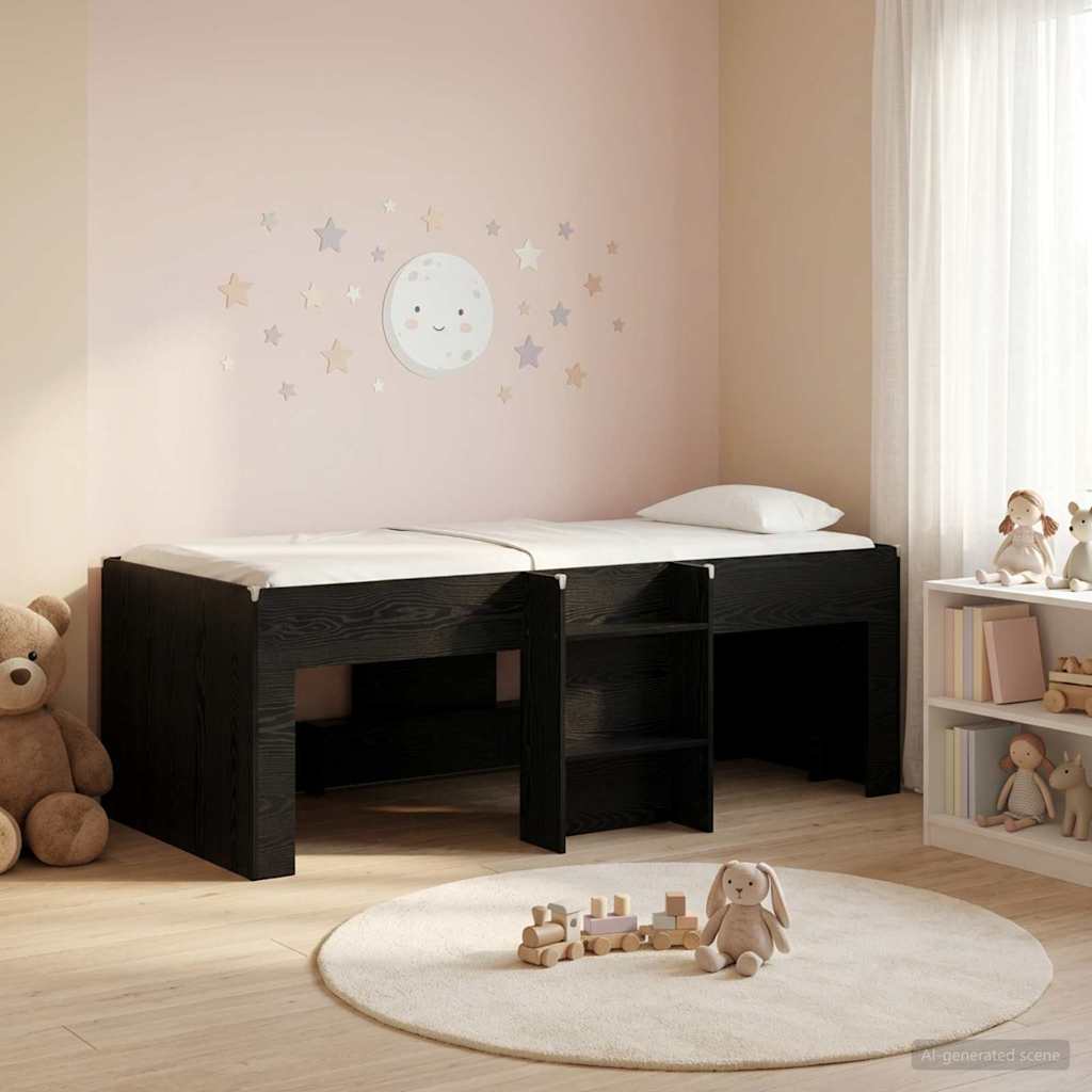 Kreveta za visoko spavanje djece 2 pcs Crni hrast 90 x 200 cm