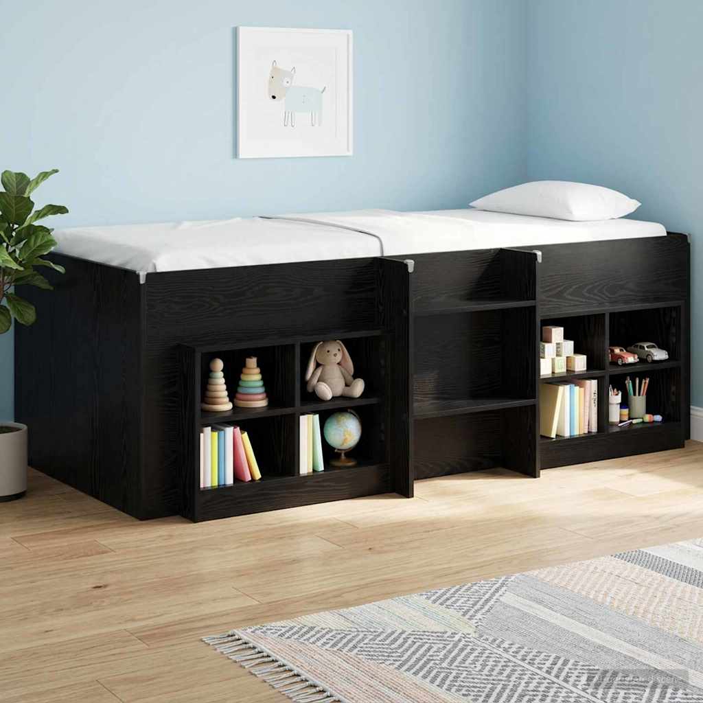 Kreveta za visoko spavanje djece 2 pcs Crni hrast 90 x 200 cm