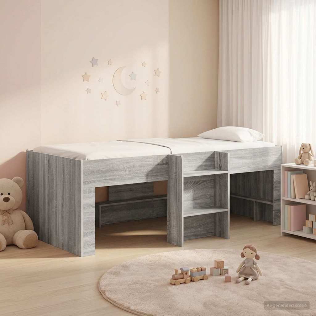Kreveta za visoko spavanje djece 2 pcs Siva Sonoma 90 x 200 cm