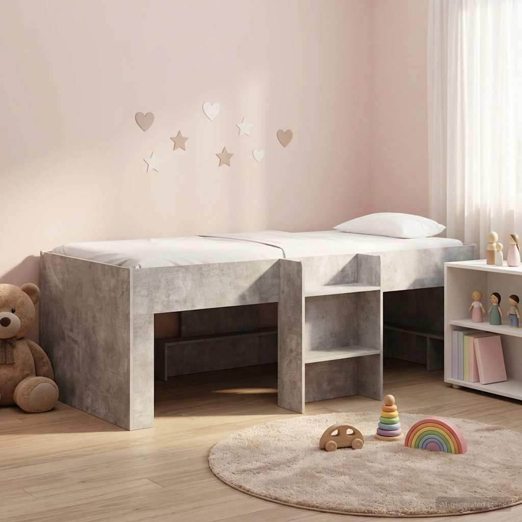 Kreveta za visoko spavanje djece 2 pcs Beton Konstruirano drvo