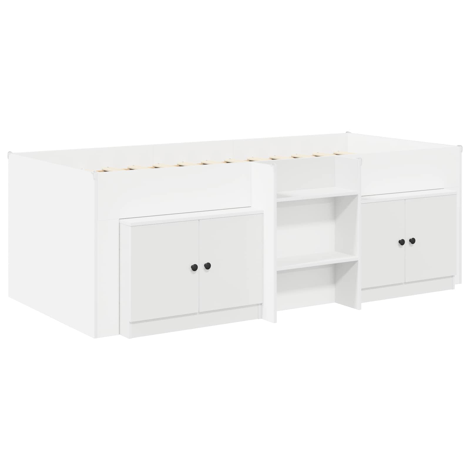 Loft krevet s ormarom s pohranom 3 pcs Bijela Konstruirano drvo