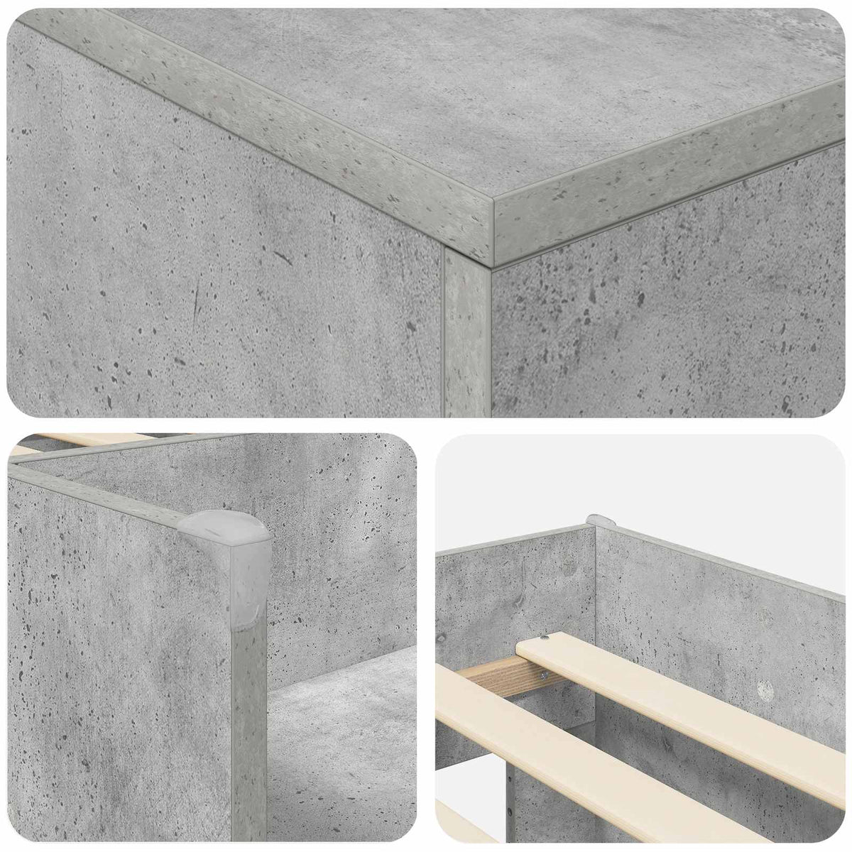Loft krevet s ormarom 3 kom. Betonska siva Konstruirano drvo 90 x 190 cm