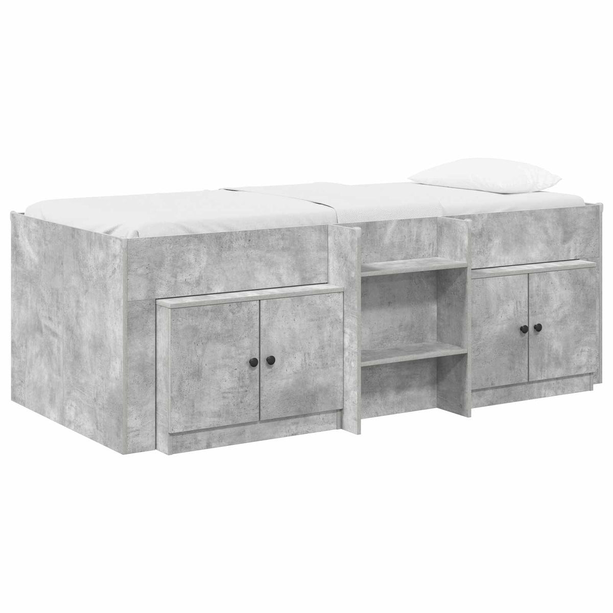 Loft krevet s ormarom 3 kom. Betonska siva Konstruirano drvo 90 x 190 cm
