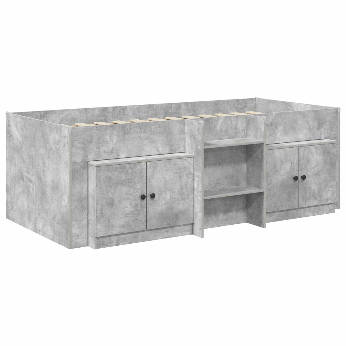 Loft krevet s ormarom 3 kom. Betonska siva Konstruirano drvo 90 x 190 cm