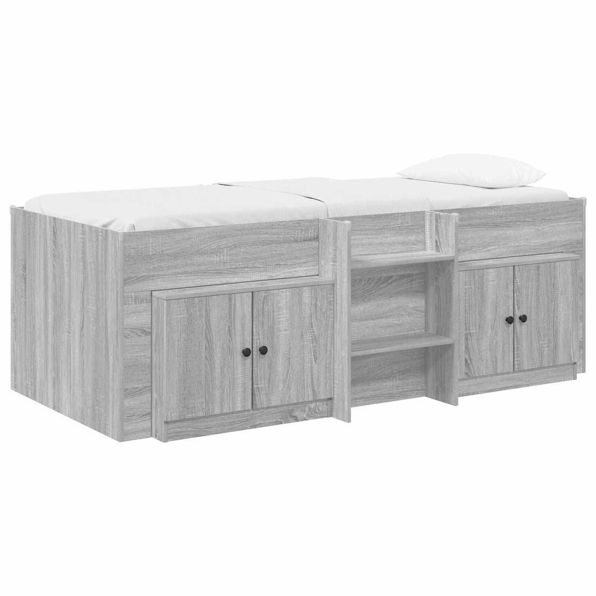 Loft krevet s ormarom 3 kom. Siva Sonoma Konstruirano drvo 75 x 190 cm
