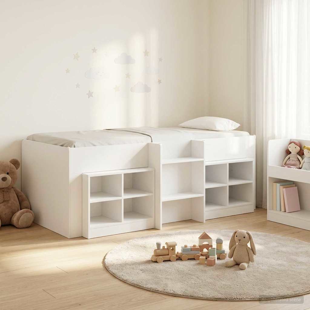 Loft krevet s ormarom s policom 3 kom. Bijela Konstruirano drvo 90 x 200 cm