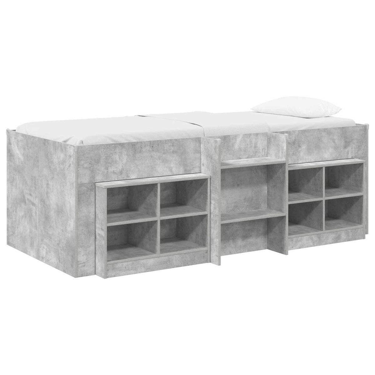 Loft krevet s ormarom 3 kom. Betonska siva Konstruirano drvo 90 x 190 cm