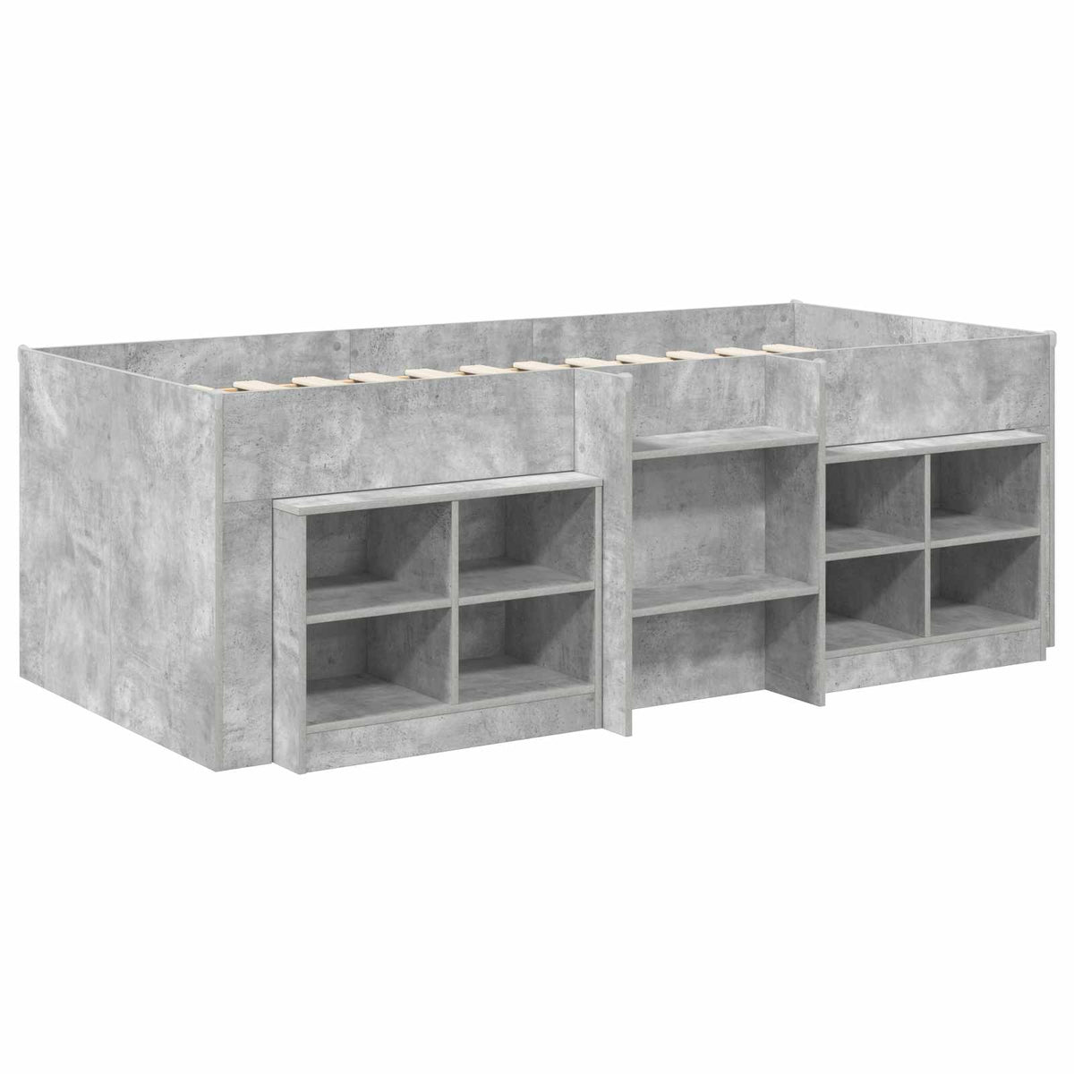 Loft krevet s ormarom 3 kom. Betonska siva Konstruirano drvo 90 x 190 cm