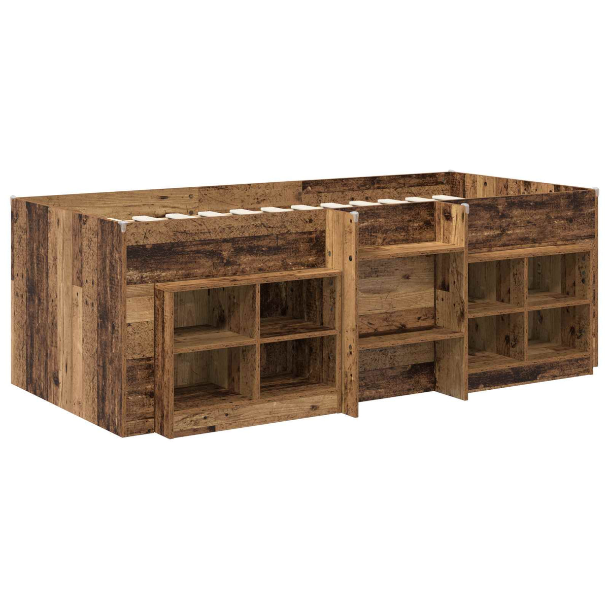 Loft krevet s ormarom 3 kom. Staro drvo Konstruirano drvo Smeđa 75 x 190 cm