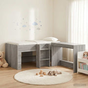 Krevet za djecu s visokim okvirom i stolom 2 kom. Siva Sonoma 80 x 160 cm