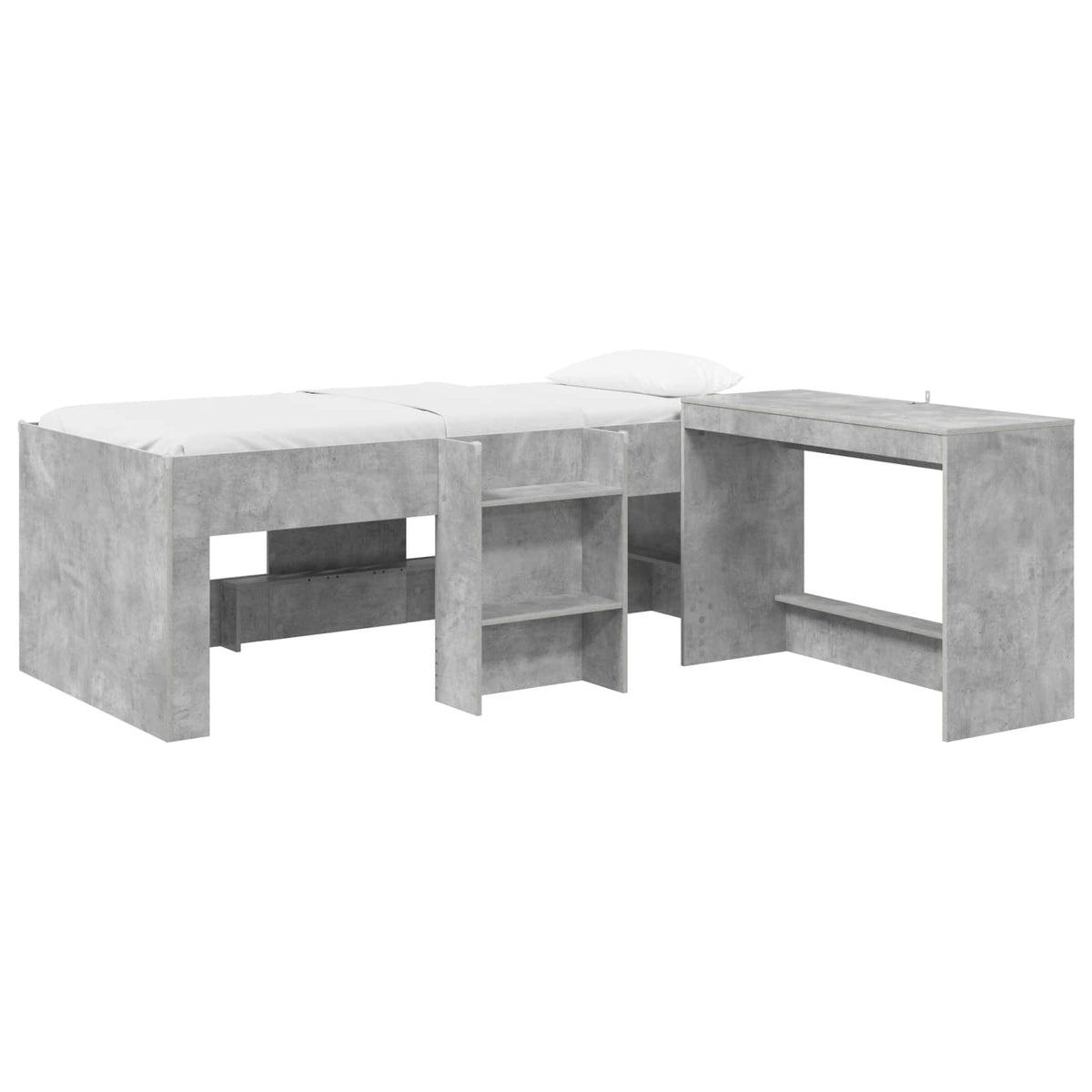 Krevet za djecu s visokim okvirom i stolom 2 kom. Betonska siva 90 x 190 cm