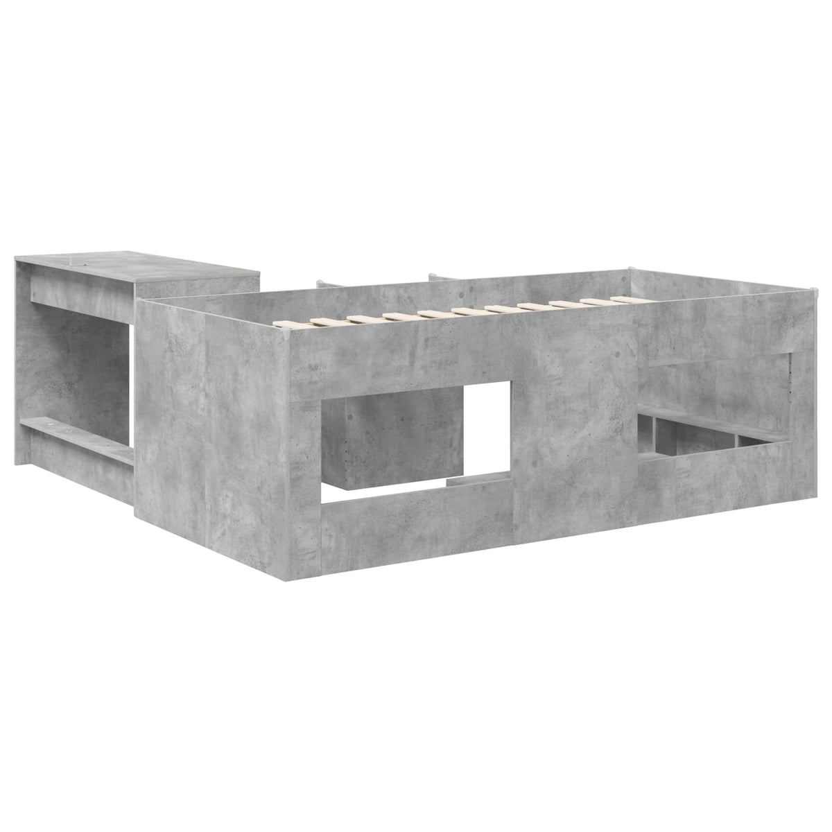 Krevet za djecu s visokim okvirom i stolom 2 kom. Betonska siva 90 x 190 cm