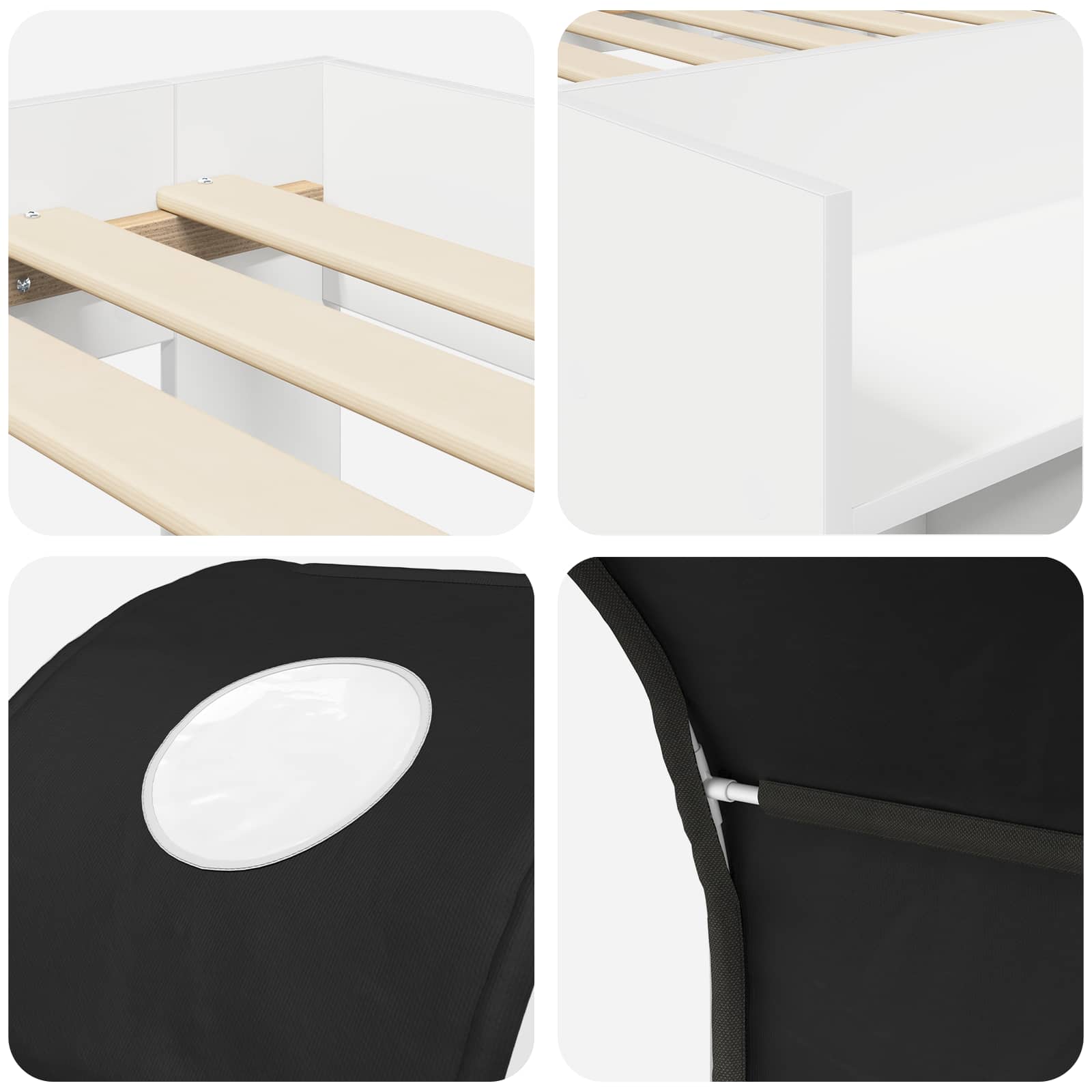 Krevet s Tunnels 4 pcs Bijela i crna Konstruirano drvo