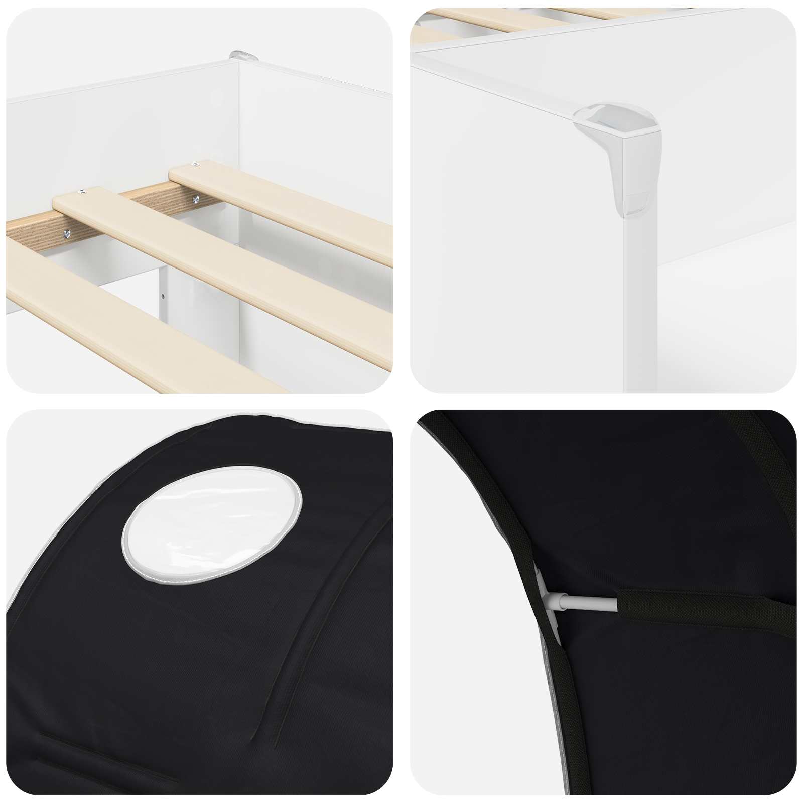 Krevet s Tunnels 4 pcs Bijela i crna Konstruirano drvo