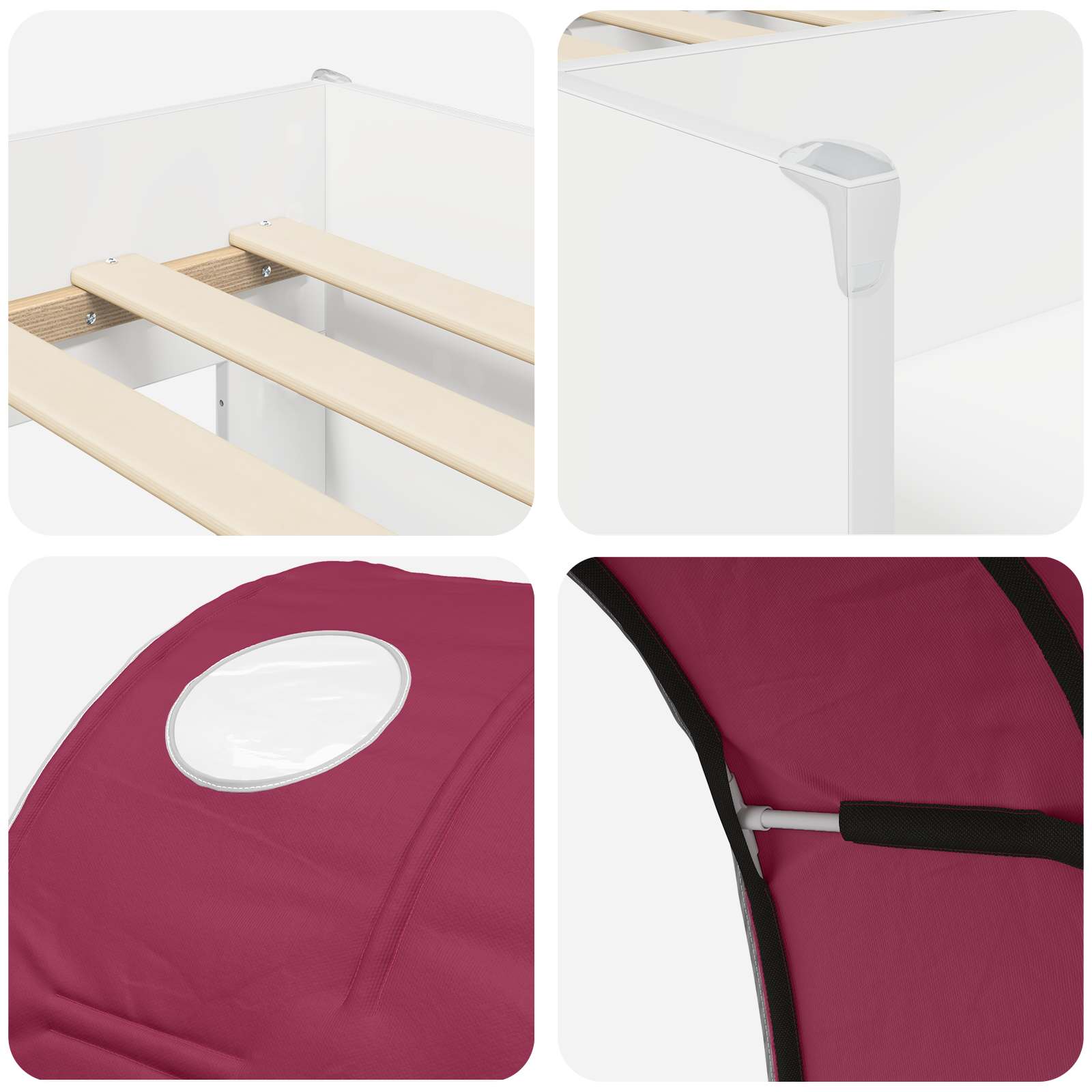 Krevet s Tunnels 4 pcs Bijela i crvena Konstruirano drvo