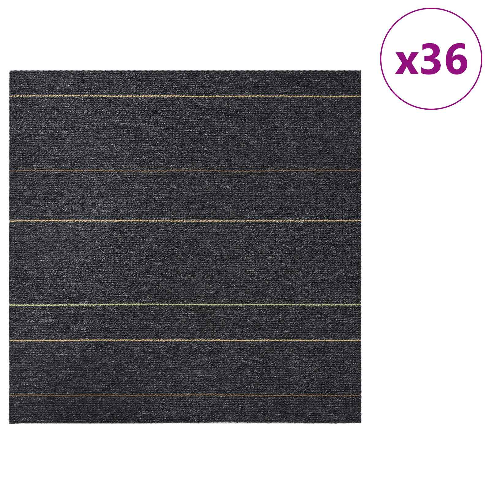 Tepih pločica Tamnosiva s prugama 50 x 50 cm 36 pcs
