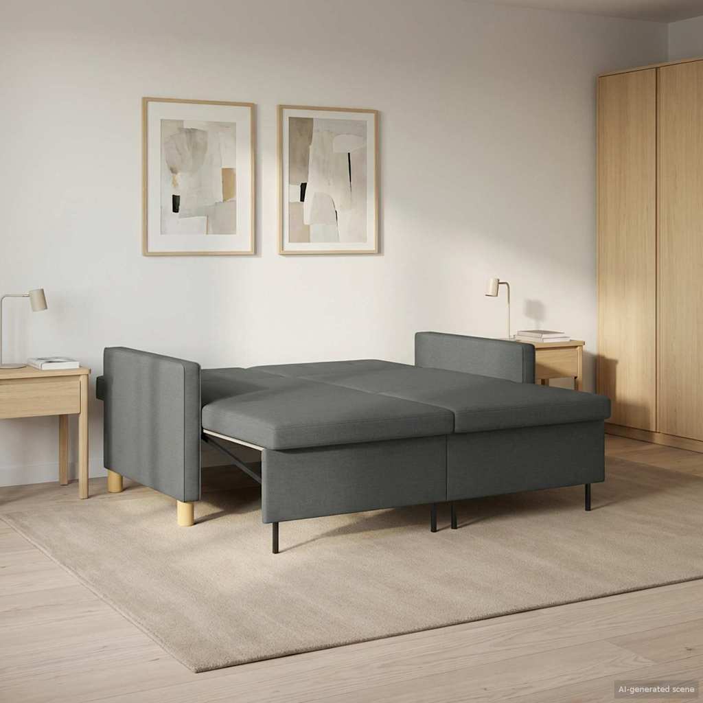 Krevet-sofa na razvlačenje Tamnosiva Tkanina