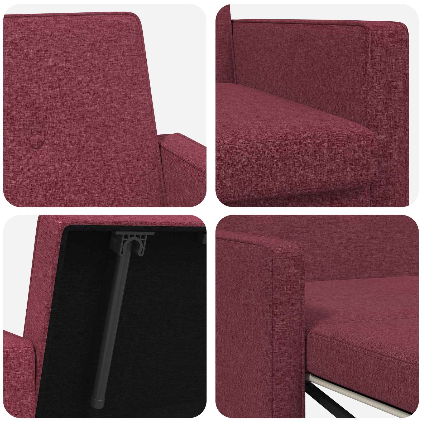 Krevet-sofa na razvlačenje Vinska crvena Tkanina