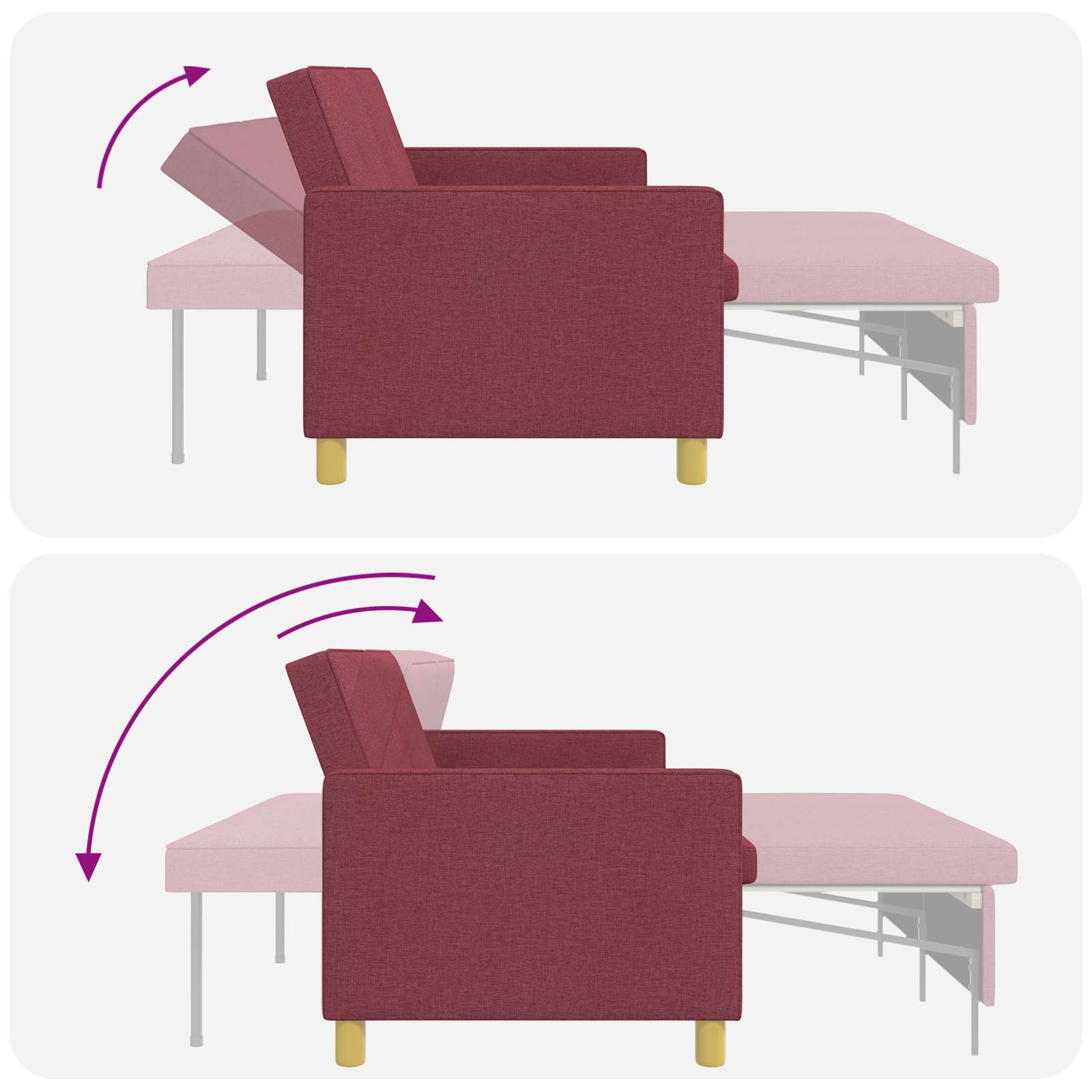 Krevet-sofa na razvlačenje Vinska crvena Tkanina