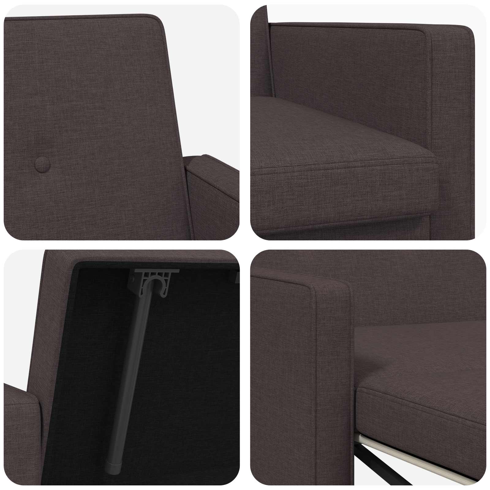 Krevet-sofa na razvlačenje Tamno smeđa Tkanina