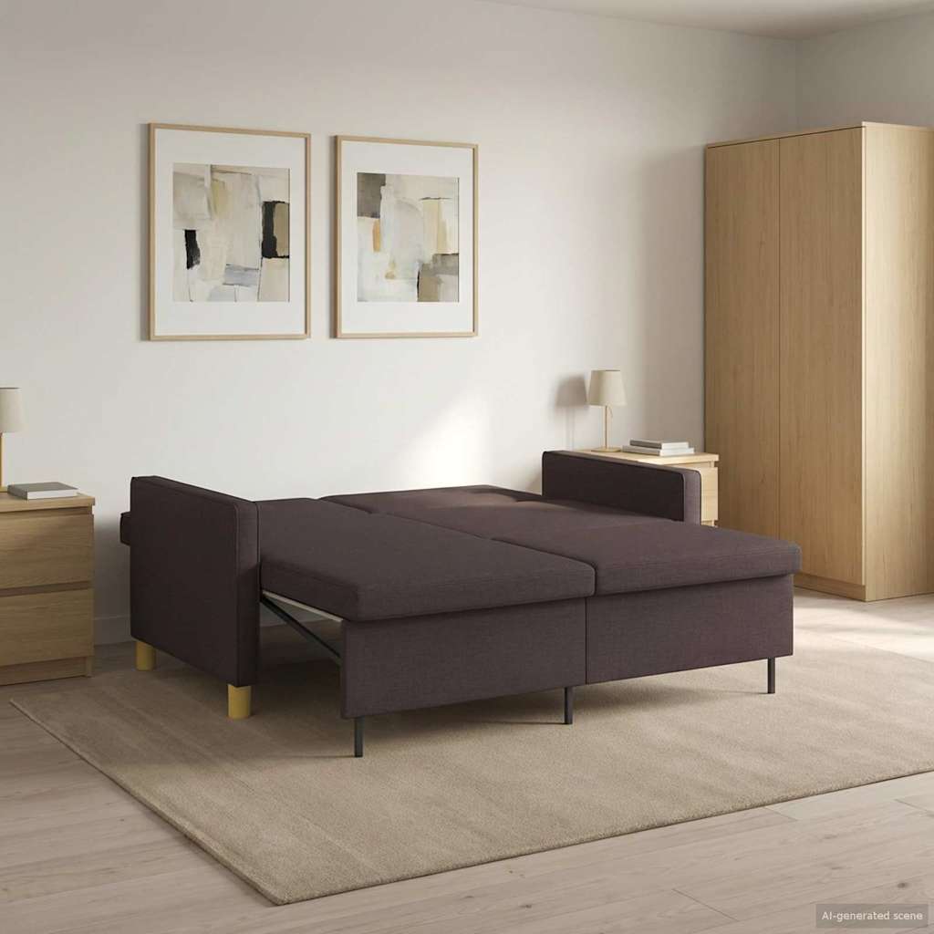Krevet-sofa na razvlačenje Tamno smeđa Tkanina
