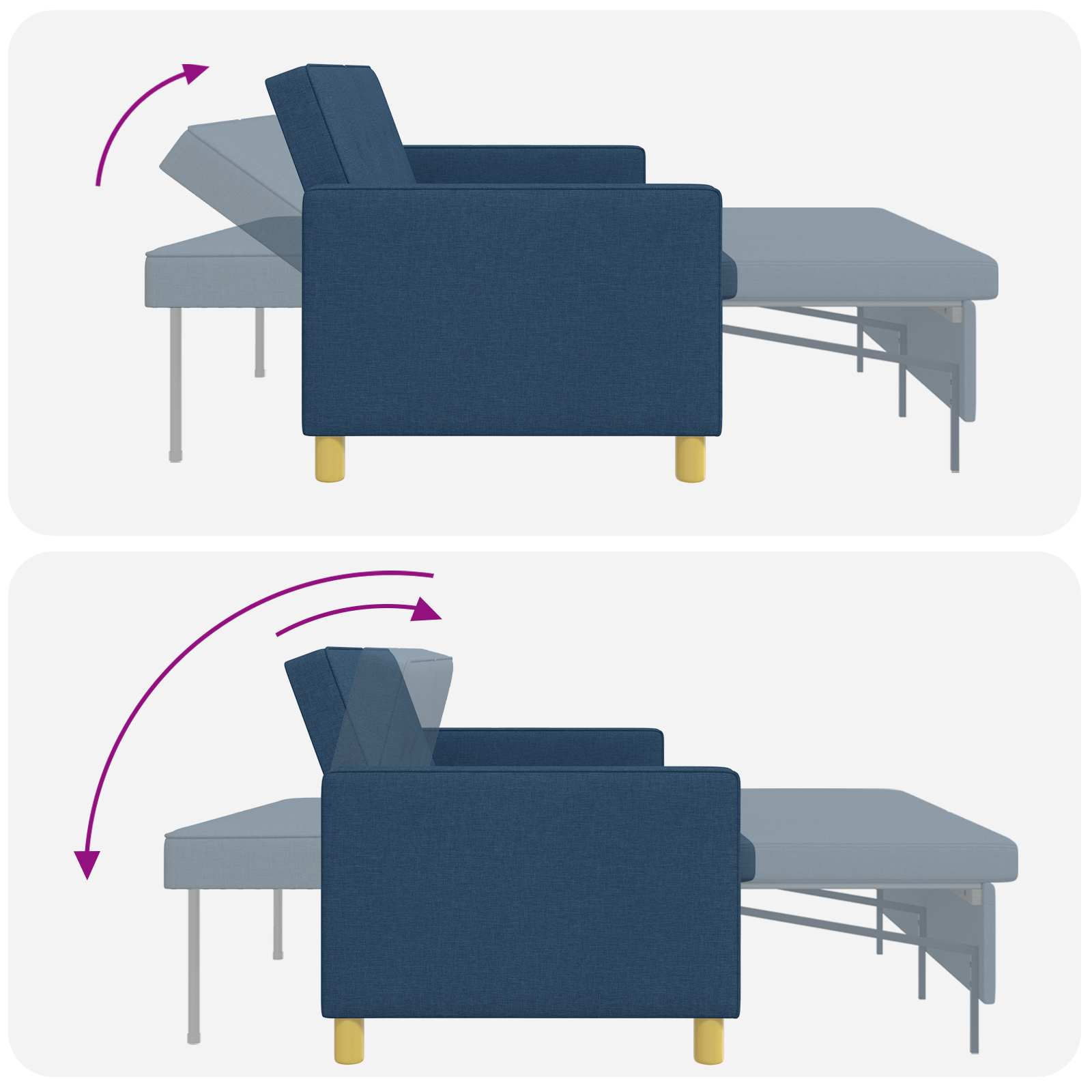 Krevet-sofa na razvlačenje Plava Tkanina
