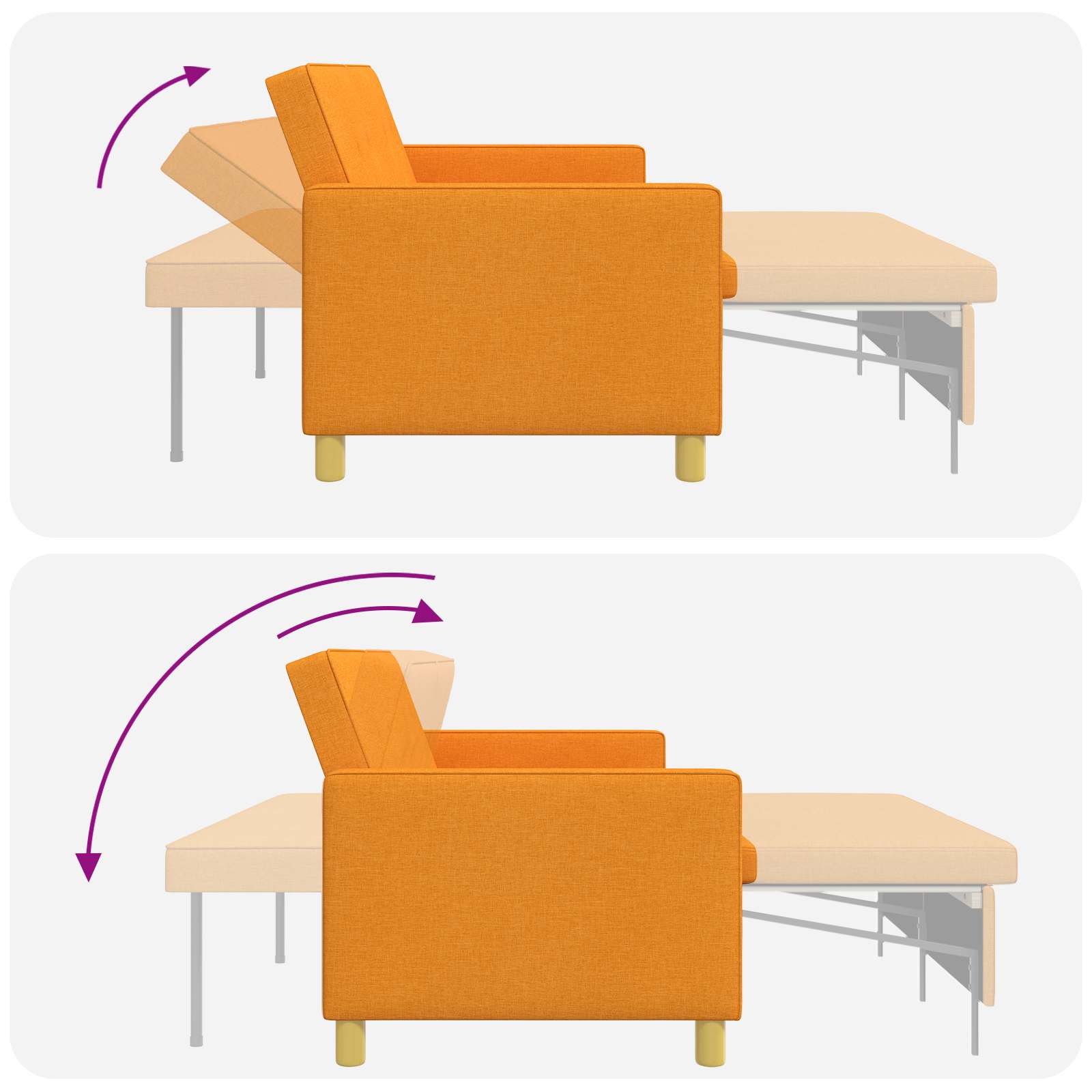Krevet-sofa na razvlačenje Tamno žuta Tkanina