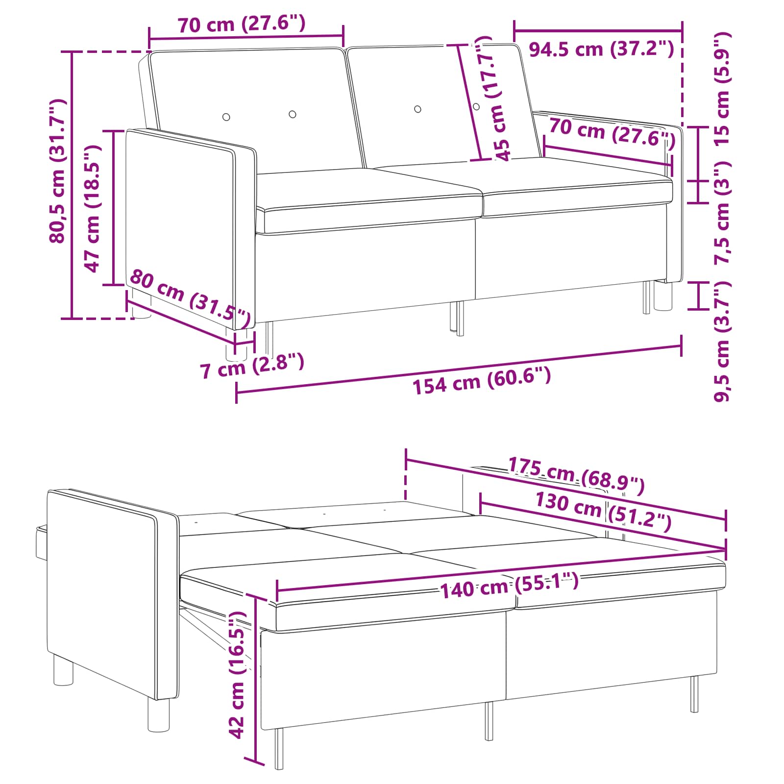Krevet-sofa na razvlačenje Tamno žuta Tkanina