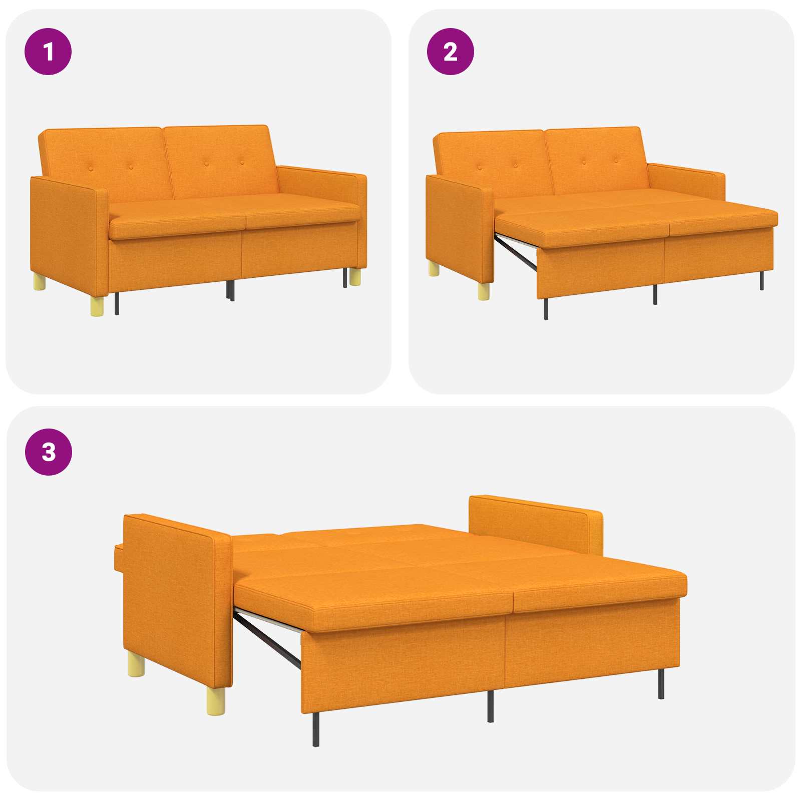 Krevet-sofa na razvlačenje Tamno žuta Tkanina