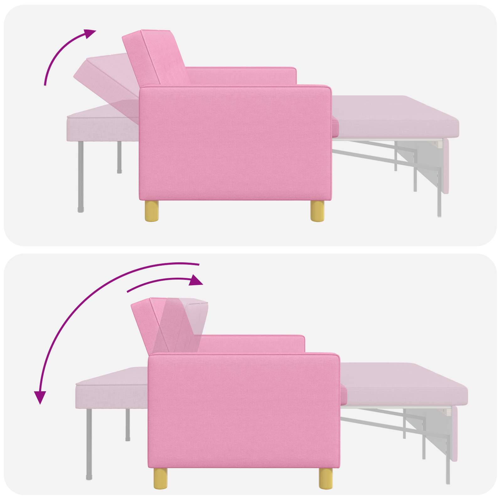 Krevet-sofa na razvlačenje Ružičasta Tkanina