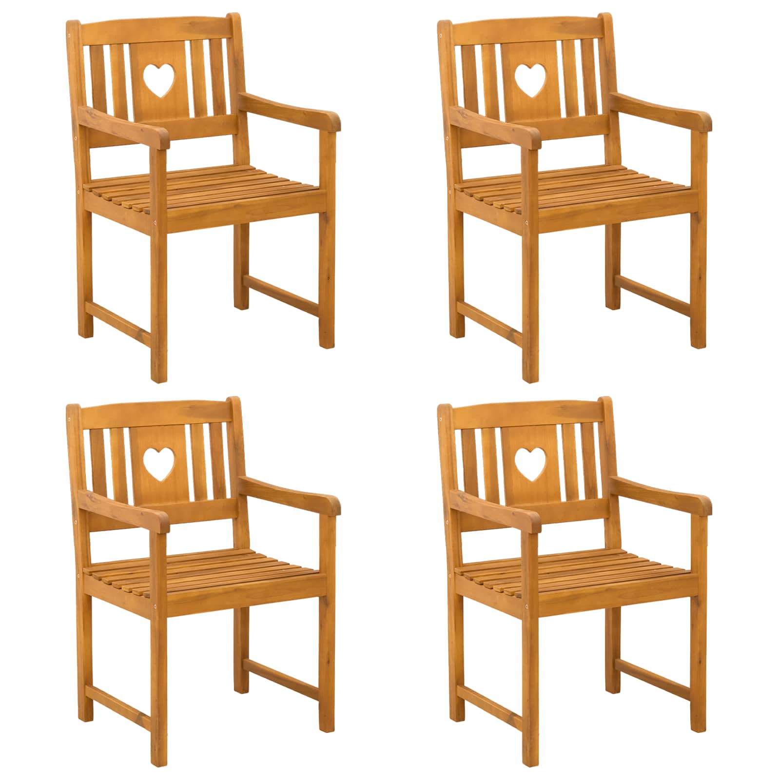 Vrtne stolice 4 pcs Prirodna Čvrsto drvo akacije
