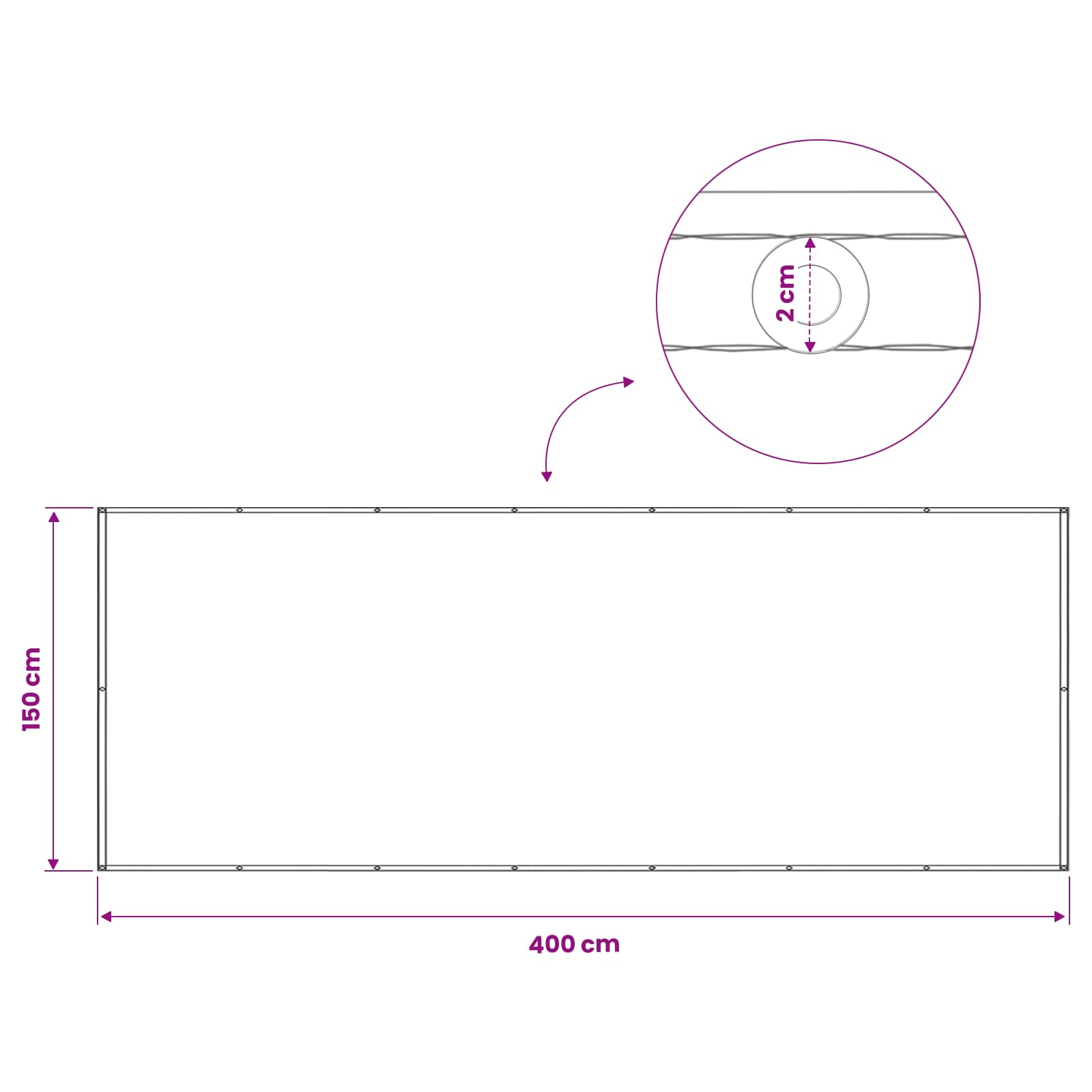 Zaslon za privatnost na balkonu 150 x 400 cm