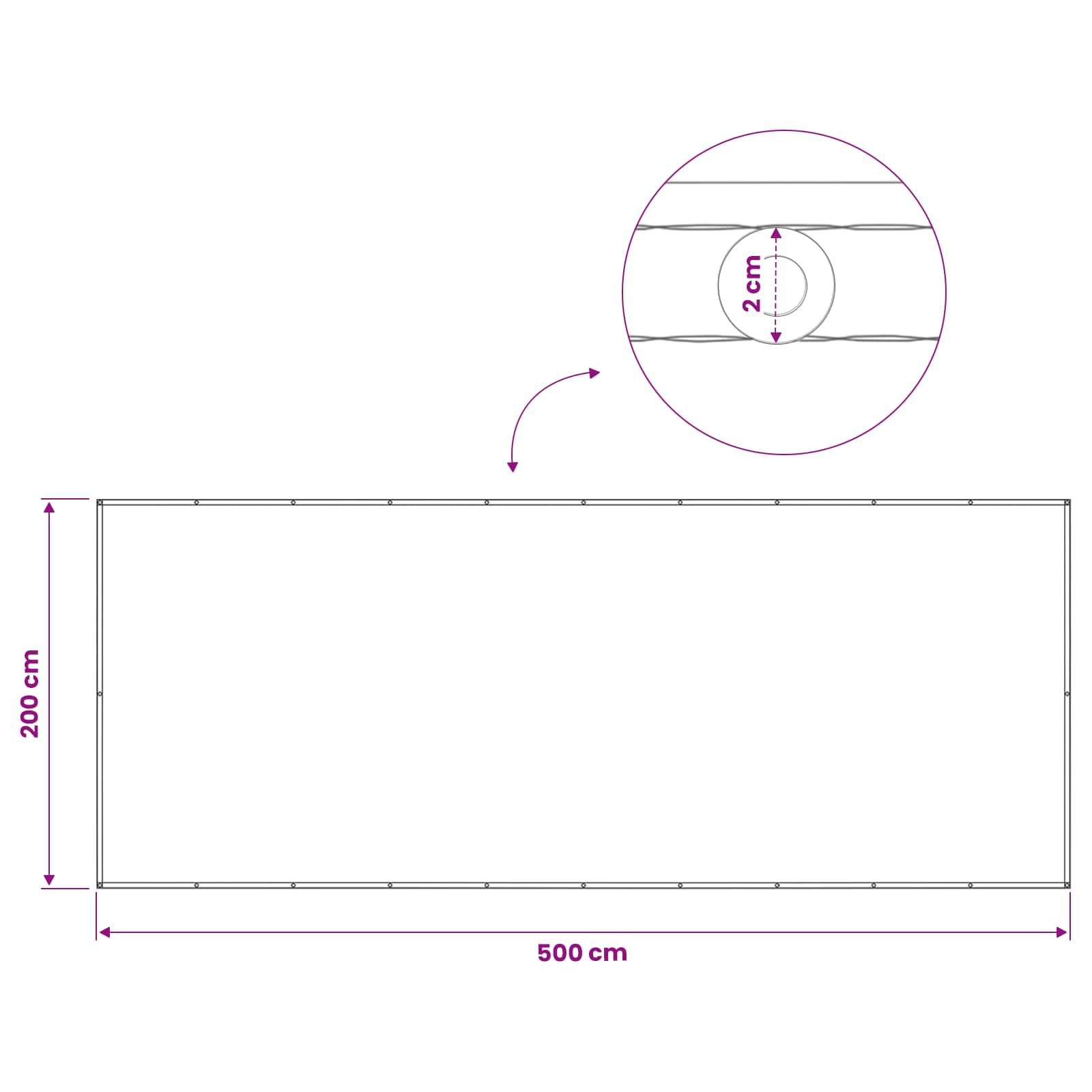 Zaslon za privatnost na balkonu 200 x 500 cm