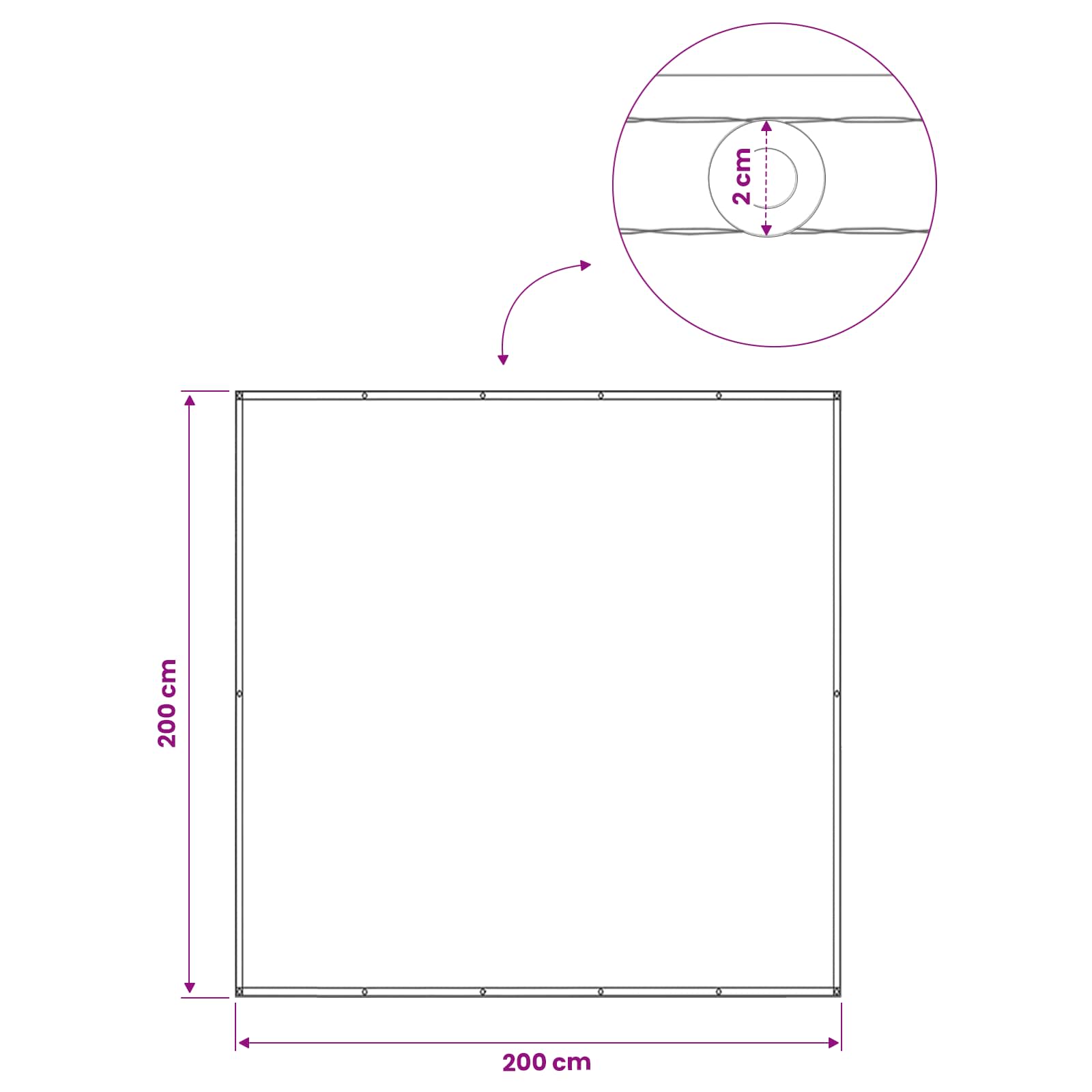 Zaslon za privatnost na balkonu 200 x 200 cm