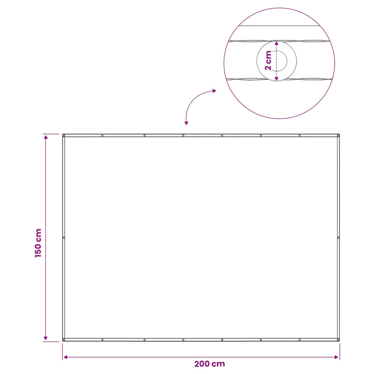 Zaslon za privatnost na balkonu 150 x 200 cm Polyester