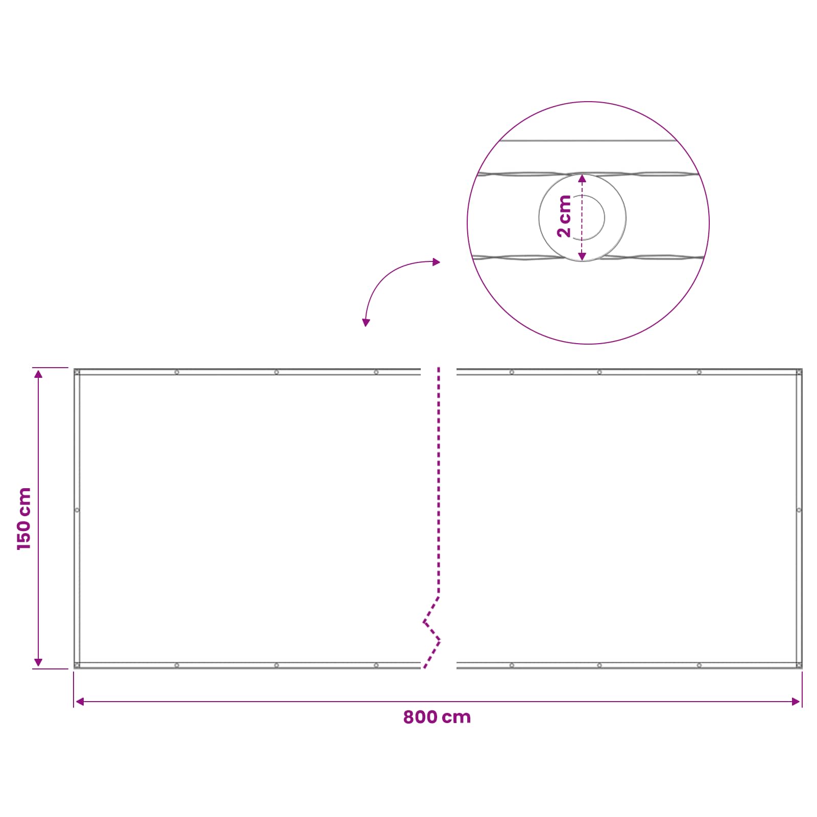 Zaslon za privatnost na balkonu 150 x 800 cm